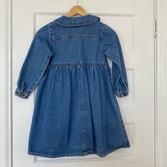 Vintage floral embroidered denim girl’s dress - Picture 2 of 8